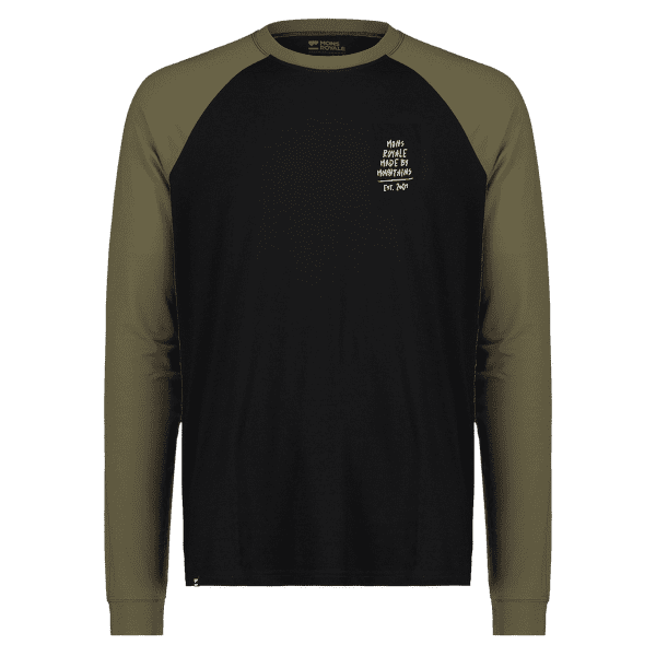 Tricou cu mânecă lungă Mons Royale Icon Raglan Dark Olive / Black