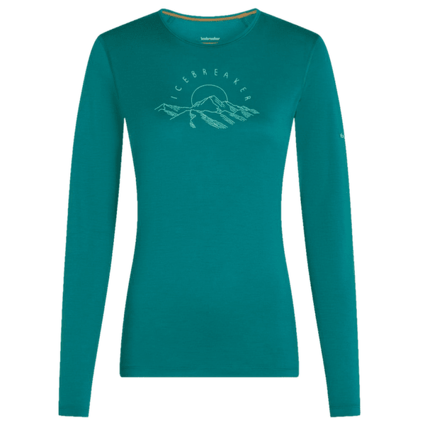 Tricou cu mânecă lungă Icebreaker Merino 200 Oasis LS Crewe Sunrise Summit Women TIDAL TEAL