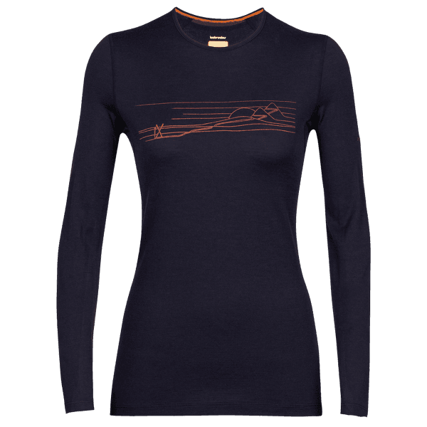 Tricou cu mânecă lungă Icebreaker 200 Oasis LS Crewe Ski Stripes Women Midnight Navy