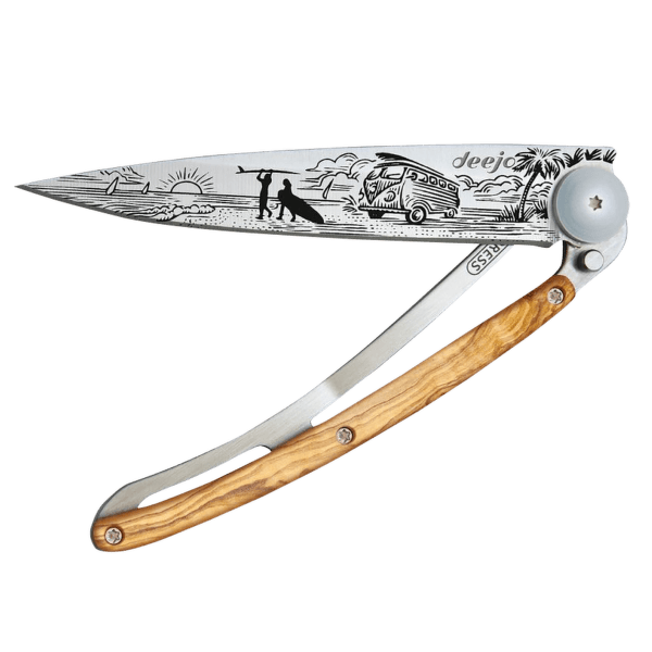 Cuțit Deejo Tattoo Van life olive wood