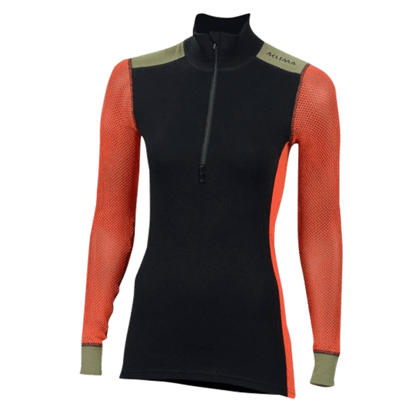 Tricou cu mânecă lungă Aclima WoolNet Hiking Mock Neck shirt Women Jet Black/Poinciana/Capulet