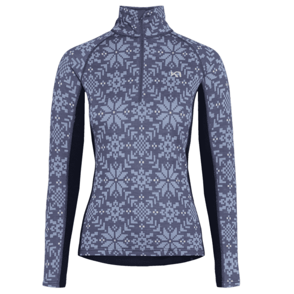 Tricou cu mânecă lungă Kari Traa EDITH HALF ZIP DUSTY MIDTONE BLUE