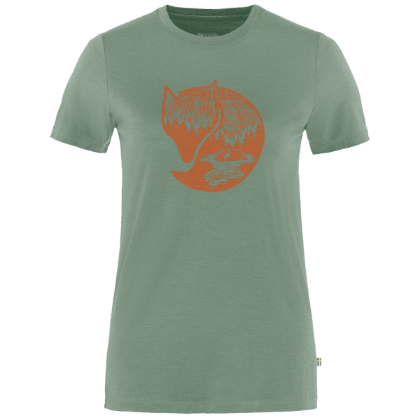 Tricou cu mânecă scurtă Fjällräven Abisko Wool Fox SS Women Patina Green-Terracotta Brown