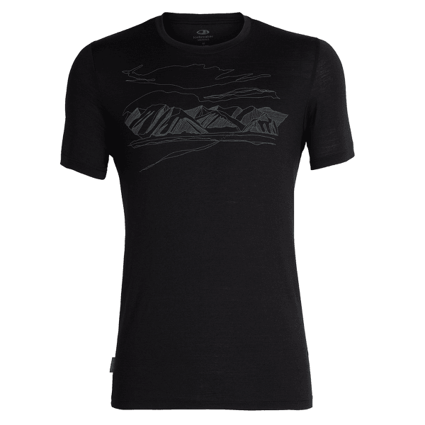 Tricou cu mânecă scurtă Icebreaker Tech Lite SS Crewe Coronet Peak Men Black1