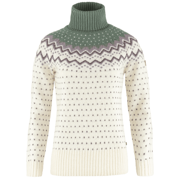 Pulover Fjällräven Övik Knit Roller Neck Women Chalk White-Patina Green