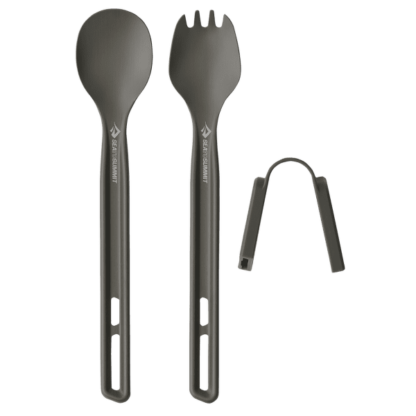 Tacâmuri Sea to Summit Frontier UL Cutlery Set - [2 Piece] Long Handle Spoon and Spork Aluminium Hard Anodised Grey