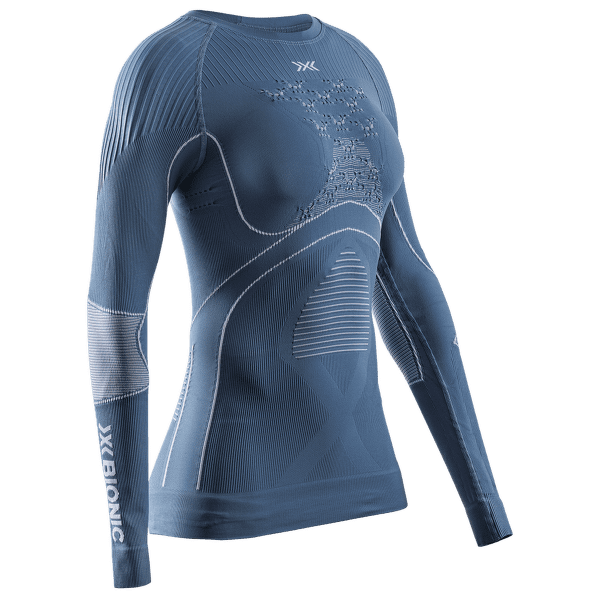 Tricou cu mânecă lungă X-Bionic Energy Accumulator 4.0 Shirt Round Neck Women Mineral Blue/Arctic White