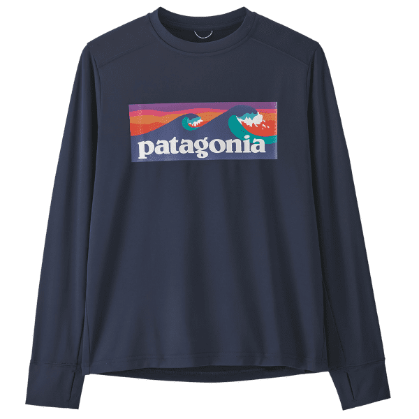 Tricou cu mânecă lungă Patagonia Long-Sleeved Cap Silkweight T-Shirt Kids Boardshort Logo: New Navy