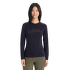 Tricou cu mânecă lungă Icebreaker 200 Oasis LS Crewe Ski Stripes Women Midnight Navy